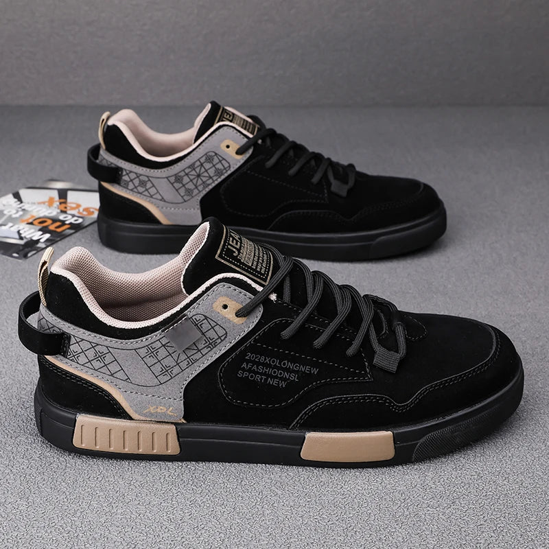 Fashion Casual Leather Vulcanized Shoes Men Good Quality Plus Size Walking Sneakers Men Casual Shoes Large Size 47 Sneakers Male