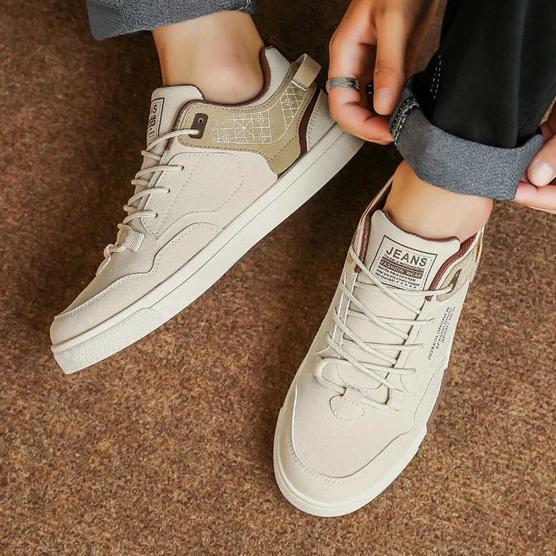 Fashion Casual Leather Vulcanized Shoes Men Good Quality Plus Size Walking Sneakers Men Casual Shoes Large Size 47 Sneakers Male