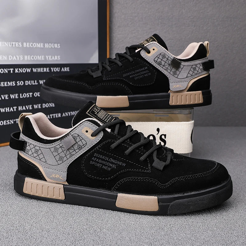 Fashion Casual Leather Vulcanized Shoes Men Good Quality Plus Size Walking Sneakers Men Casual Shoes Large Size 47 Sneakers Male