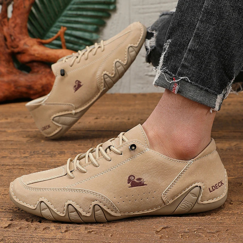 Classic Loafers Trendy Durable Artificial Leather Waterproof Anti Slip Casual Shoes for Outdoor Walking Men’s Motorcycle Boots
