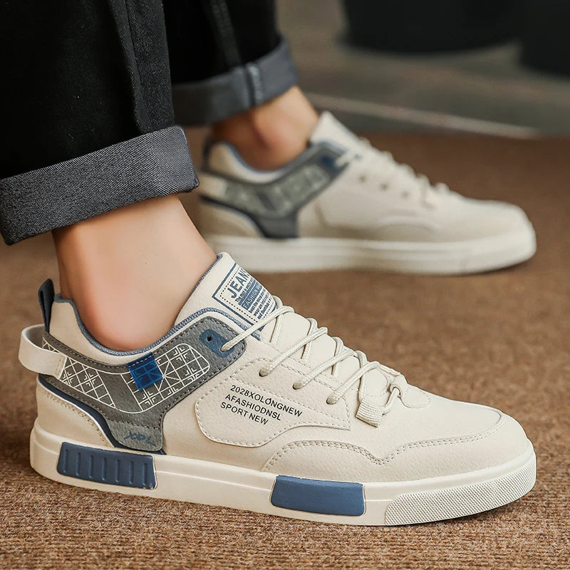 Fashion Casual Leather Vulcanized Shoes Men Good Quality Plus Size Walking Sneakers Men Casual Shoes Large Size 47 Sneakers Male