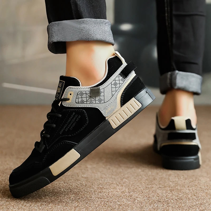 Fashion Casual Leather Vulcanized Shoes Men Good Quality Plus Size Walking Sneakers Men Casual Shoes Large Size 47 Sneakers Male